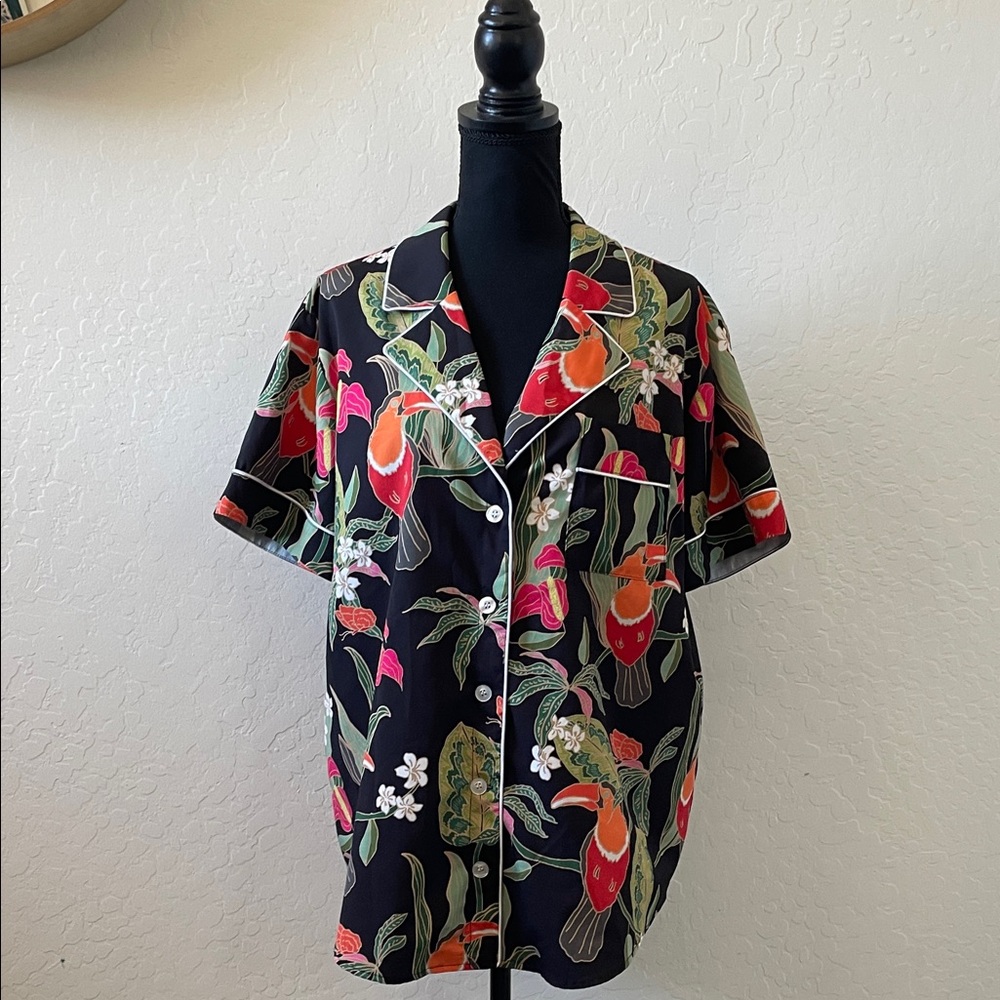 Tropical button down top